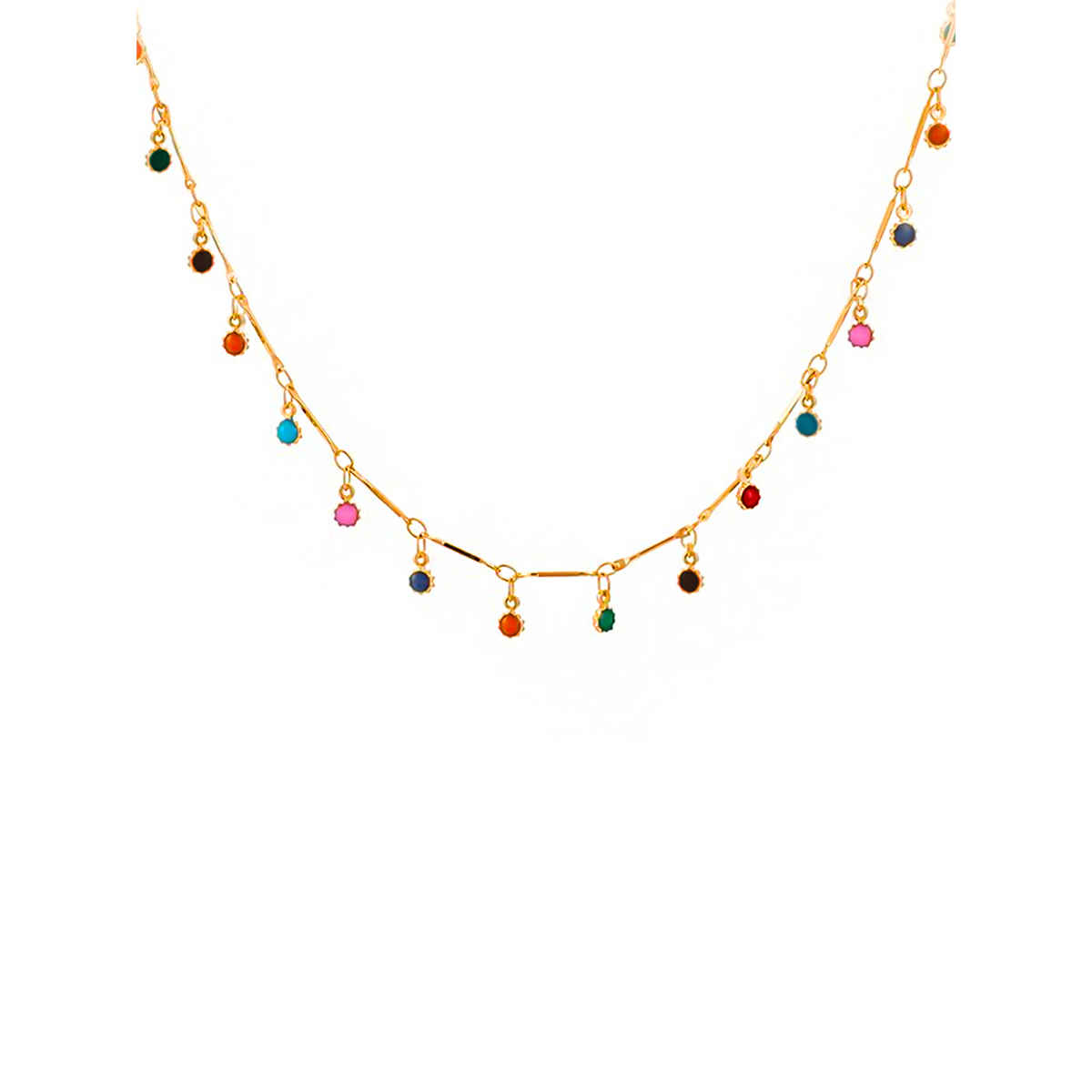 Yellow Chimes Gold-Toned & Blue Stone Studded Necklace