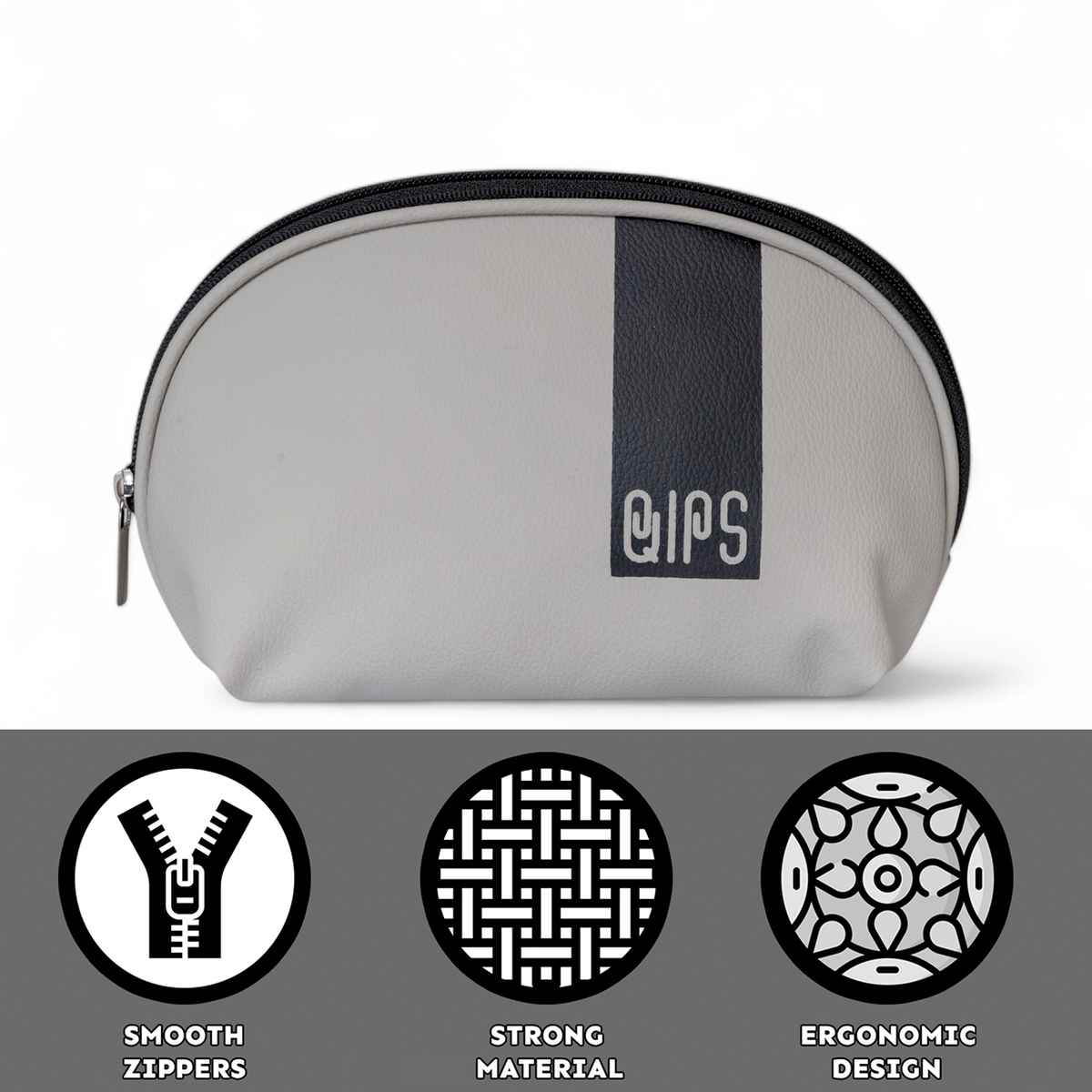 QIPS Unisex PU 6 L Travel Pouch | Light Grey