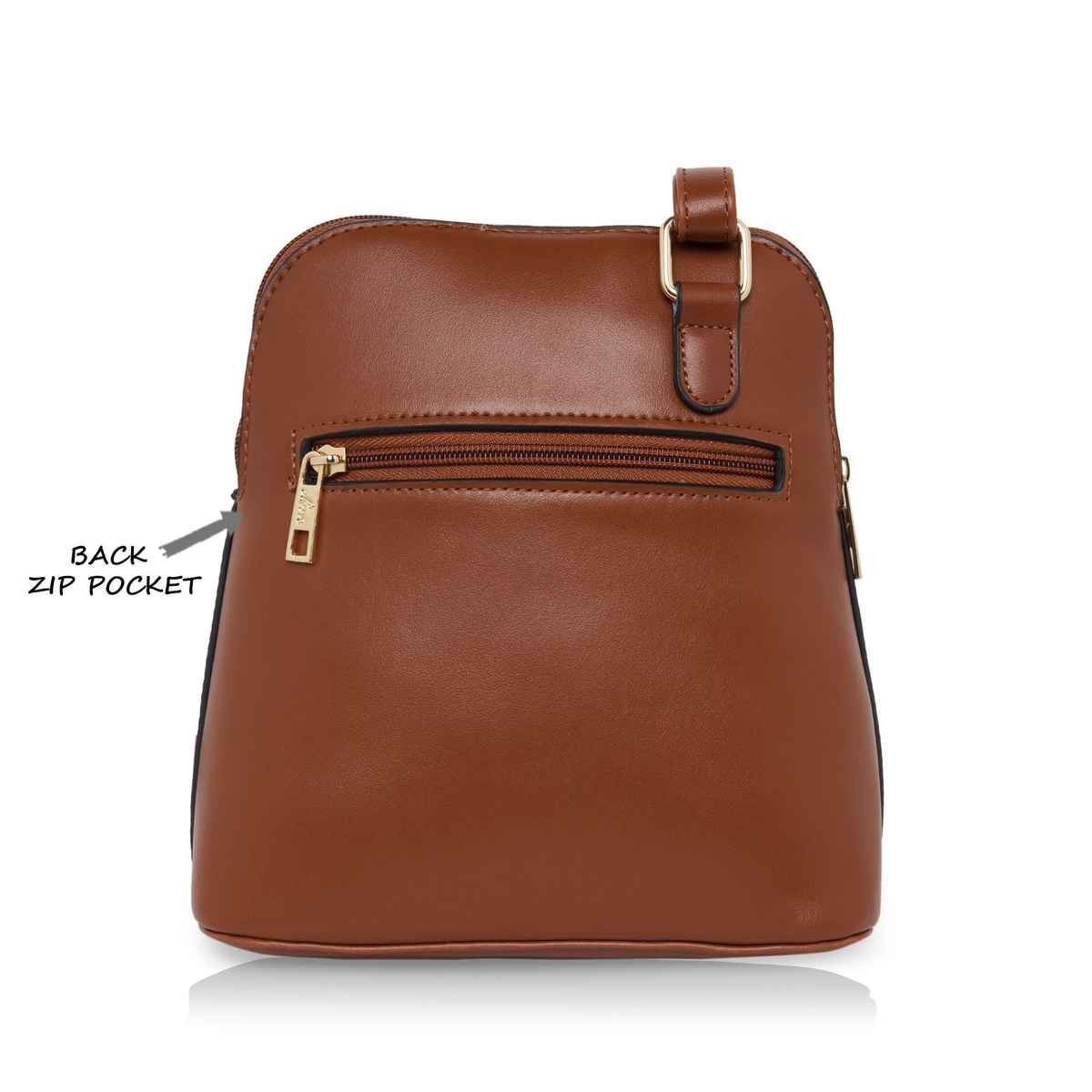 Lavie Women's Merlin Vertical Dome Cross Body Sling Bag | Ladies Purse Handbag | Tan