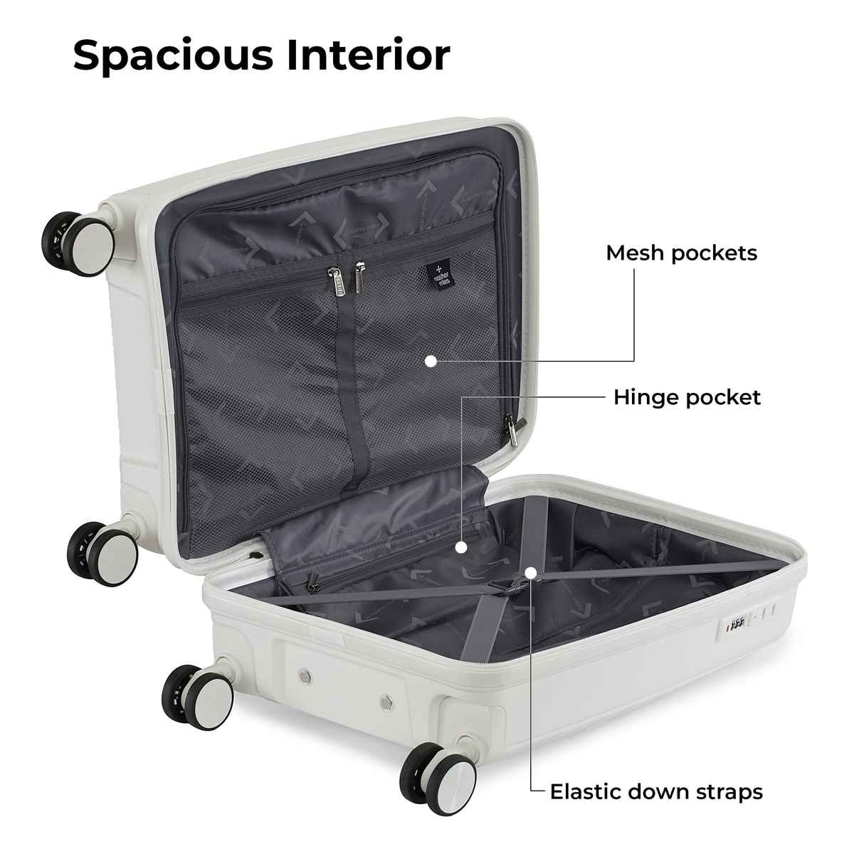 Nasher Miles Seattle Cabin Hard Side Polypropylene- 20 Inch - 55 cm Trolley Bag- White