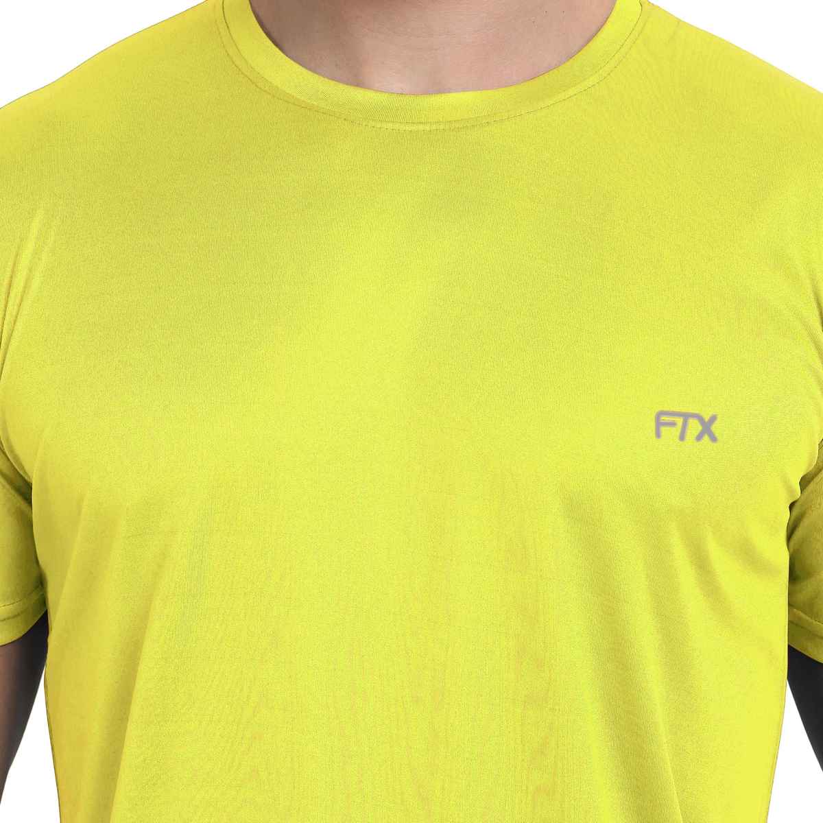 Ftx Men's Solid Round Neck Polyester Half Sleeve Casual T-shirt | Yellow | M