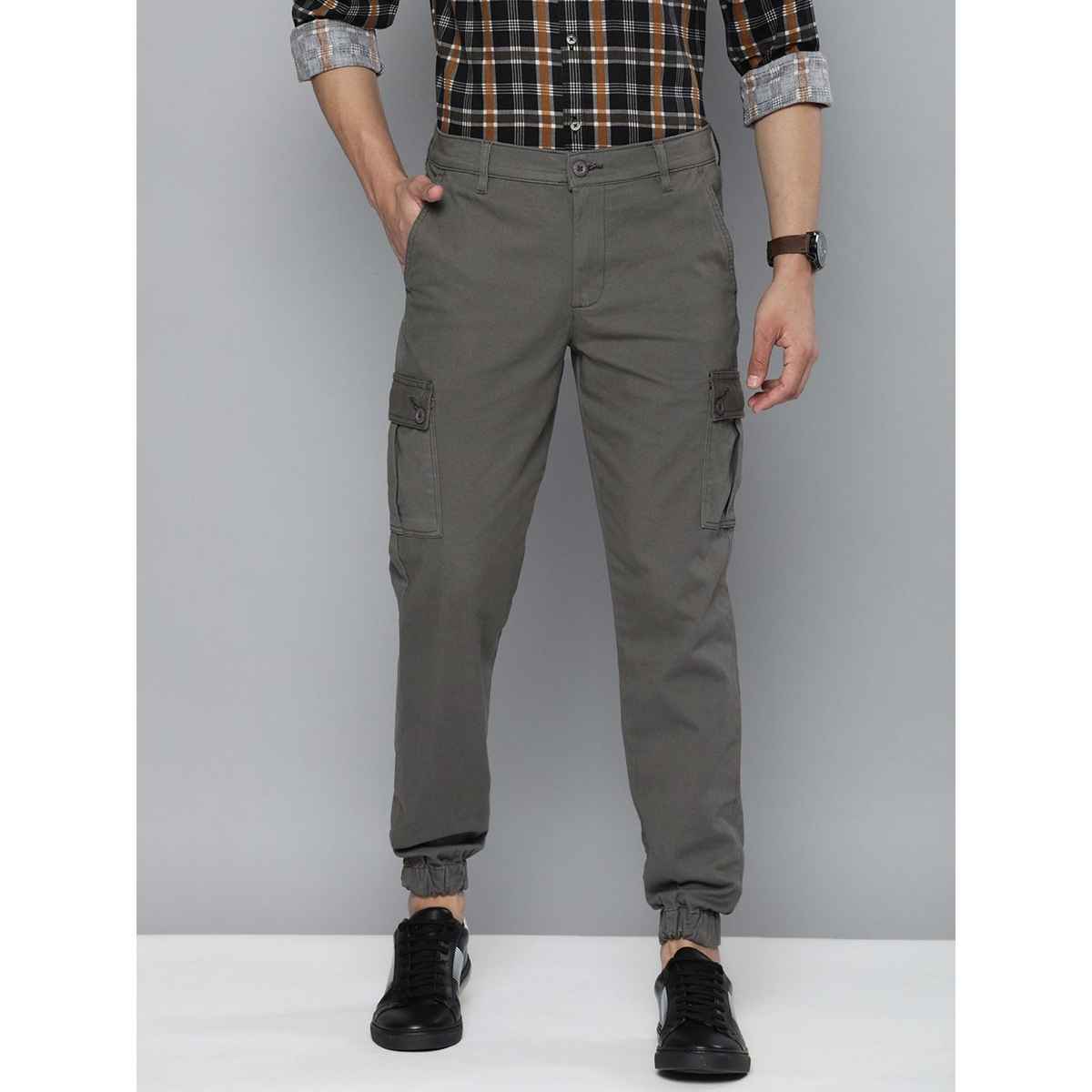 The Indian Garage Co Men's Slim Fit Solid Casual Trouser | Grey - 32
