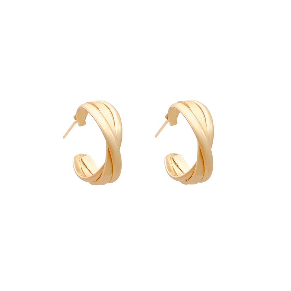 Unwind By Yellow Chimes Gold-Toned Contemporary Half Hoop Earrings