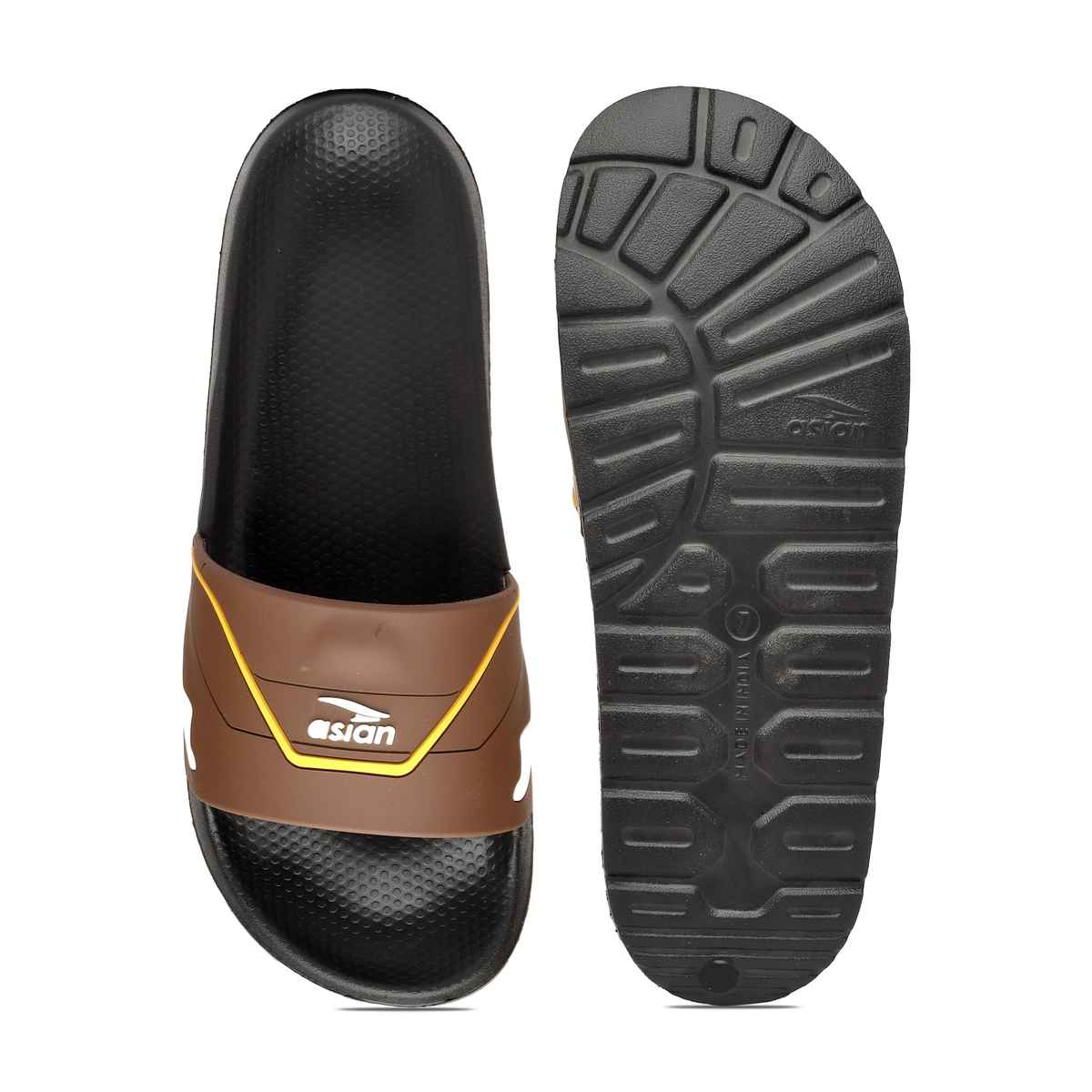 Asian Slider-31 Men Slides Brown-Black (Size-9)