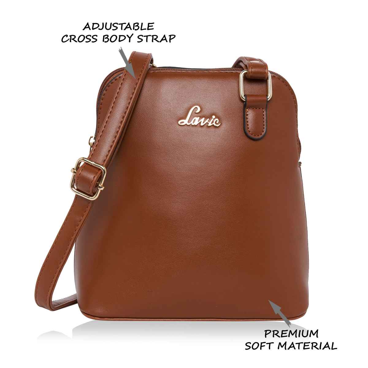 Lavie Women's Merlin Vertical Dome Cross Body Sling Bag | Ladies Purse Handbag | Tan