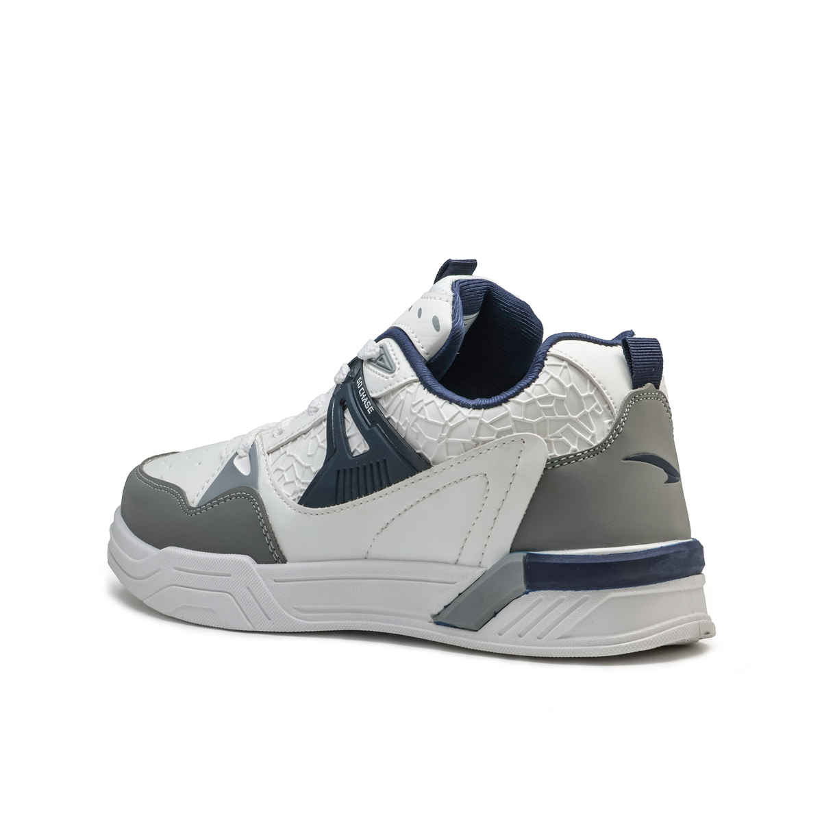 Asian Men's Casual Sneakers | Chicago-02 | White, Grey, and Navy - UK 6