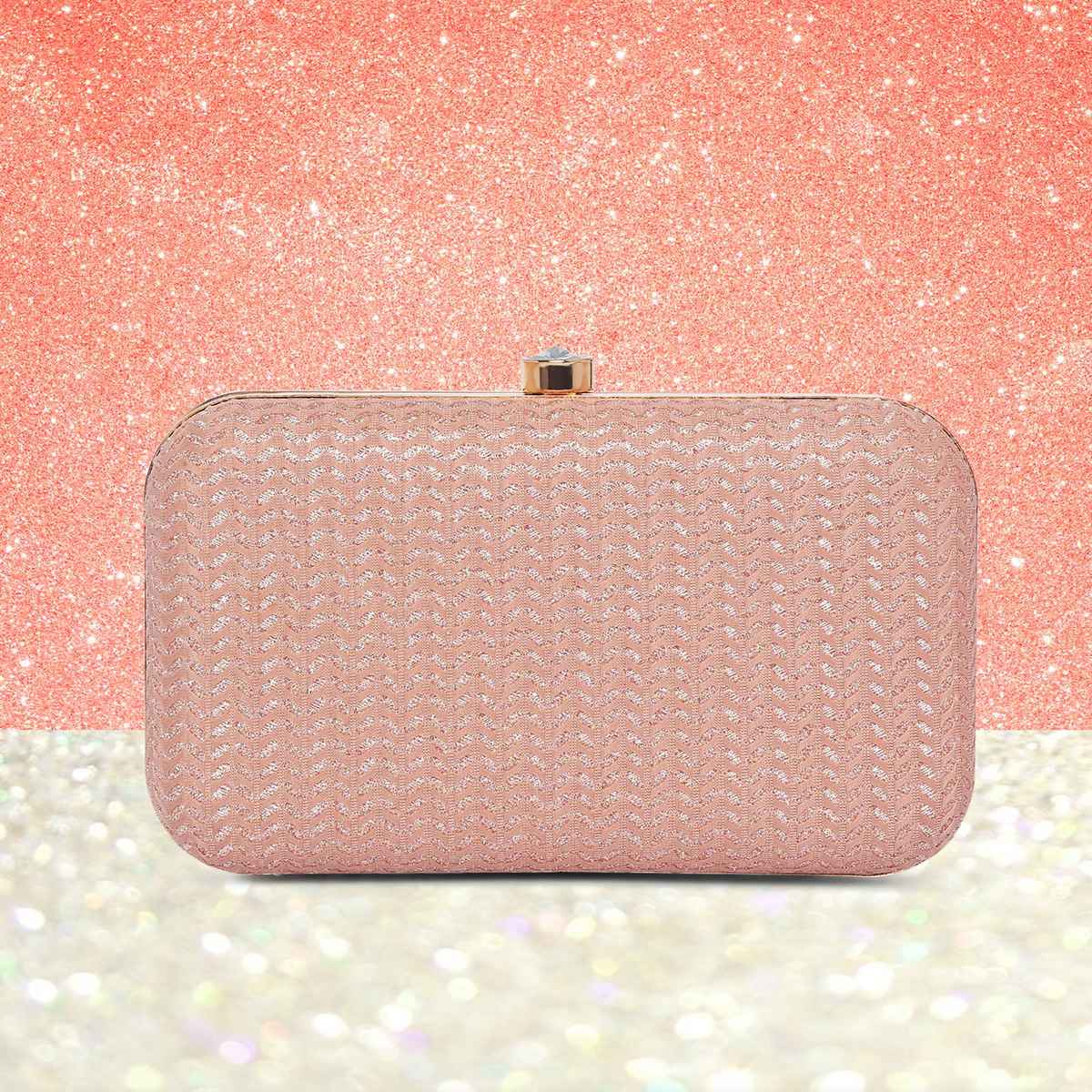 Lavie Women's Sparkle Framed Clutch | Small | Rose Pink (8.5 X 3.6 X 11.5 Cm)