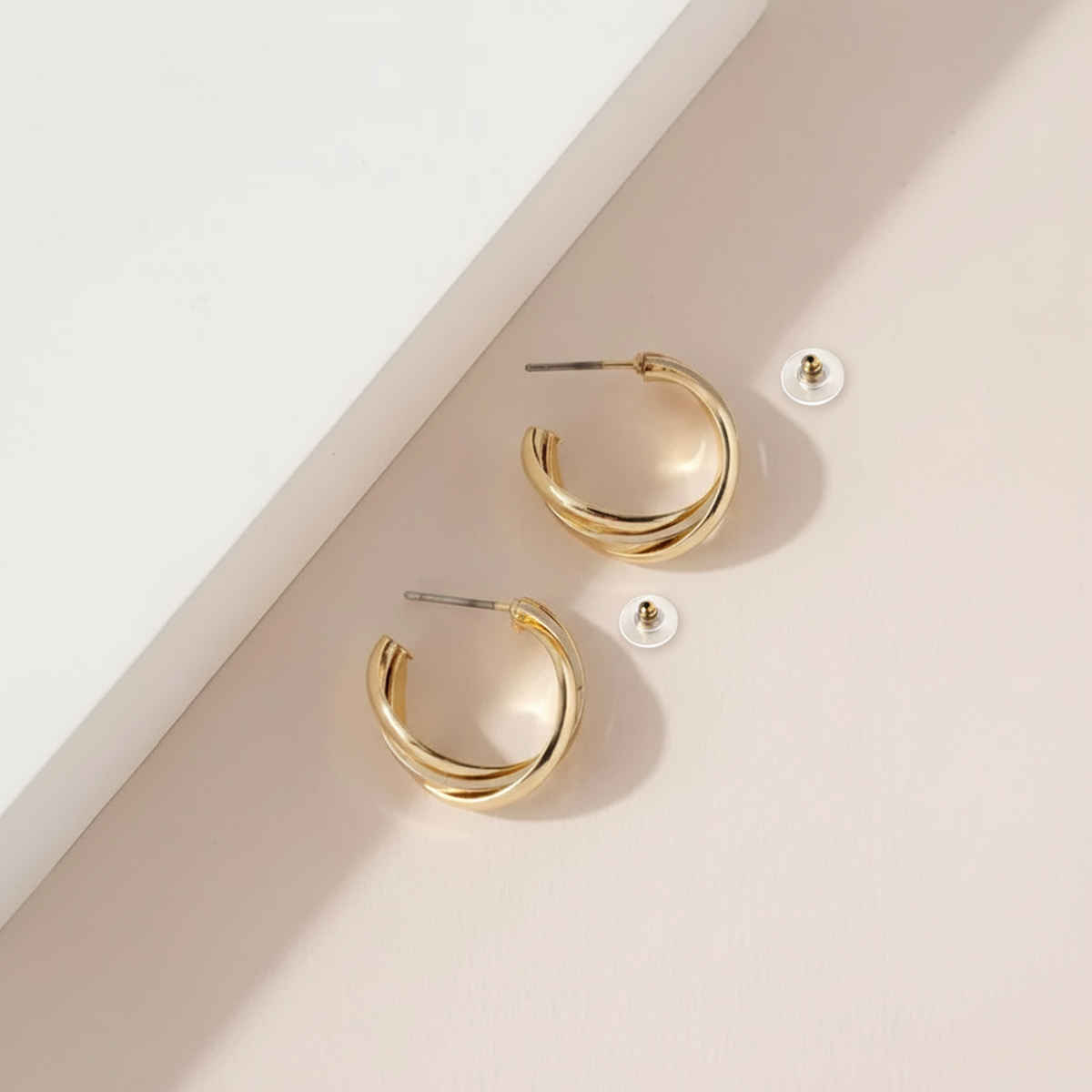 Unwind By Yellow Chimes Gold-Toned Contemporary Half Hoop Earrings