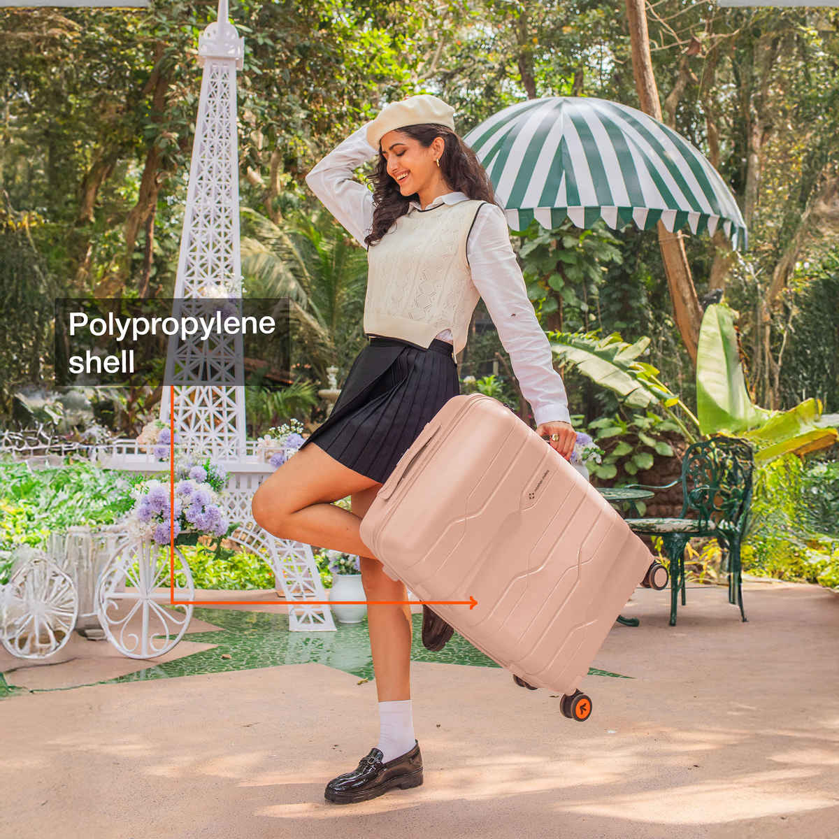 Nasher Miles Paris Check-In Hard Sided Polypropylene 24 Inch|65 cm Trolley Bag - Peach