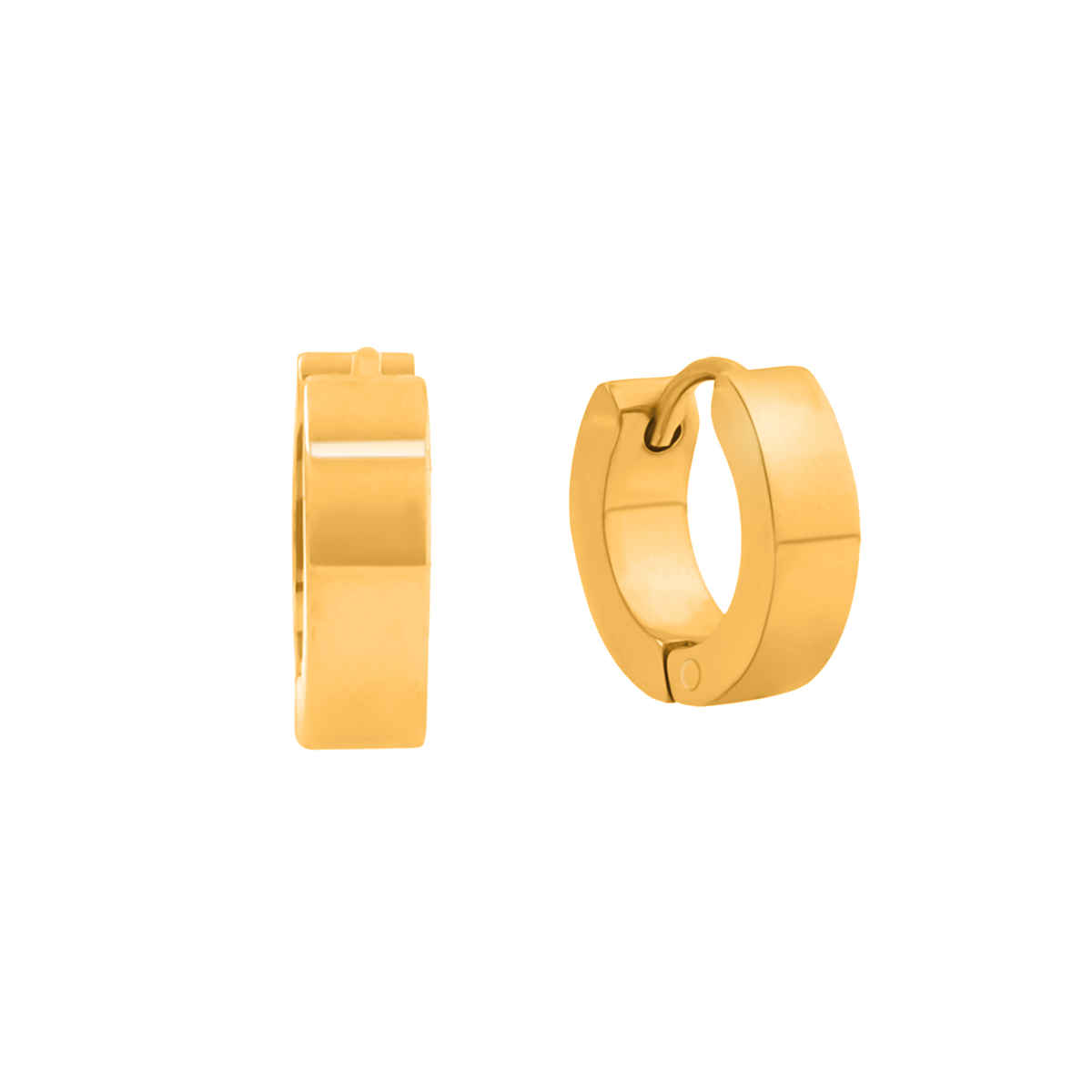 Yellow Chimes Gold Plated Smooth Finished Huggie Hoop Earrings for Men