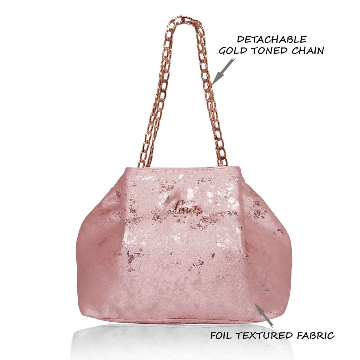 Lavie Women's Shaya Structured Potli Bags | Pouches for Festive Seasons & Wedding | Pink