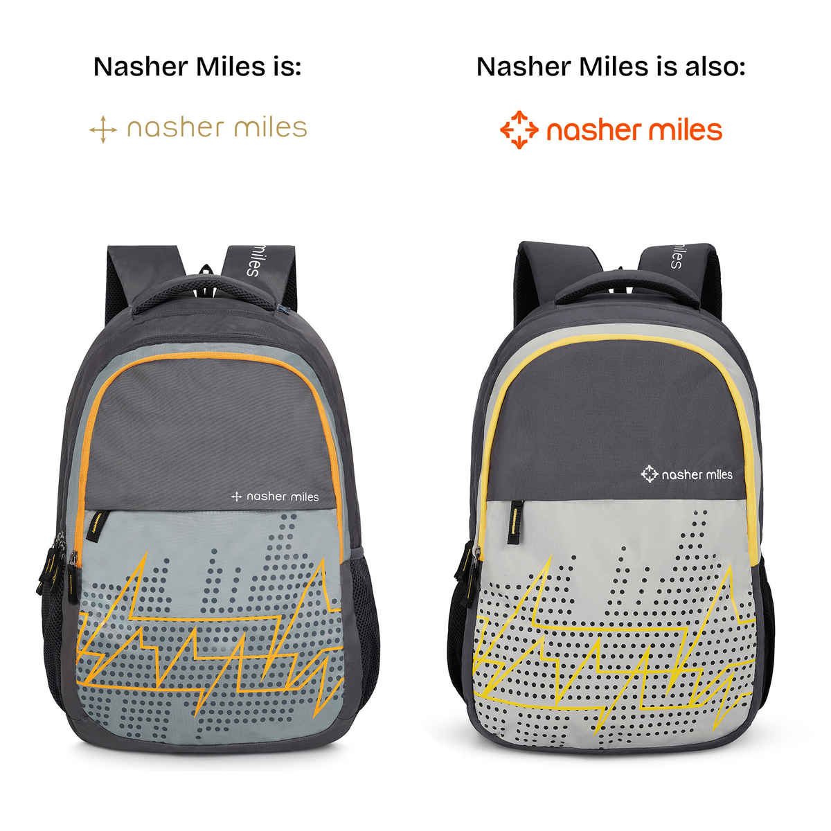 Nasher Miles Pulse Backpack- Unisex- 3 Compartment Casual College Bag- Grey- 45L