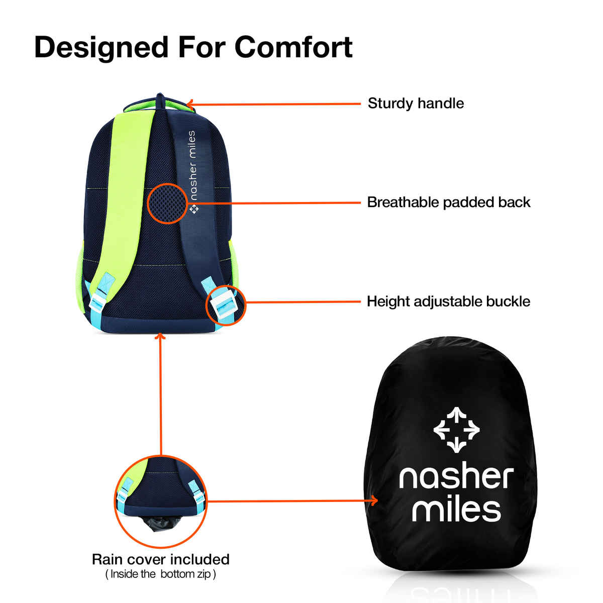Nasher Miles Cricket Fever Backpack- Unisex-3 Compartment College Bag- Green- 45L