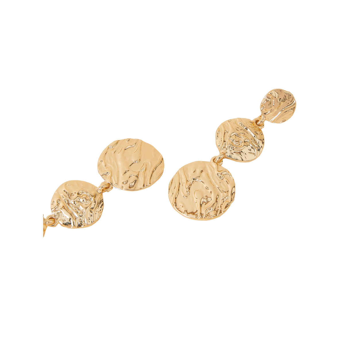 Accessorize London Women's Gold Textured Circle Long Drop Earrings - Gold