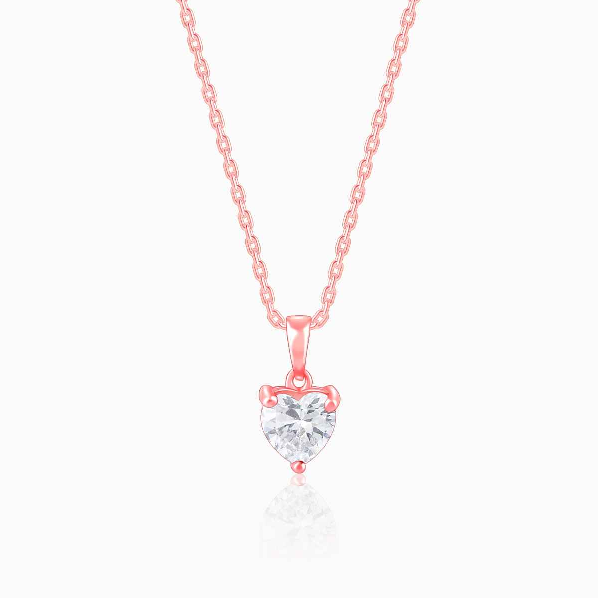 Giva Rose Gold Solitaire Heart Pendant With Link Chain