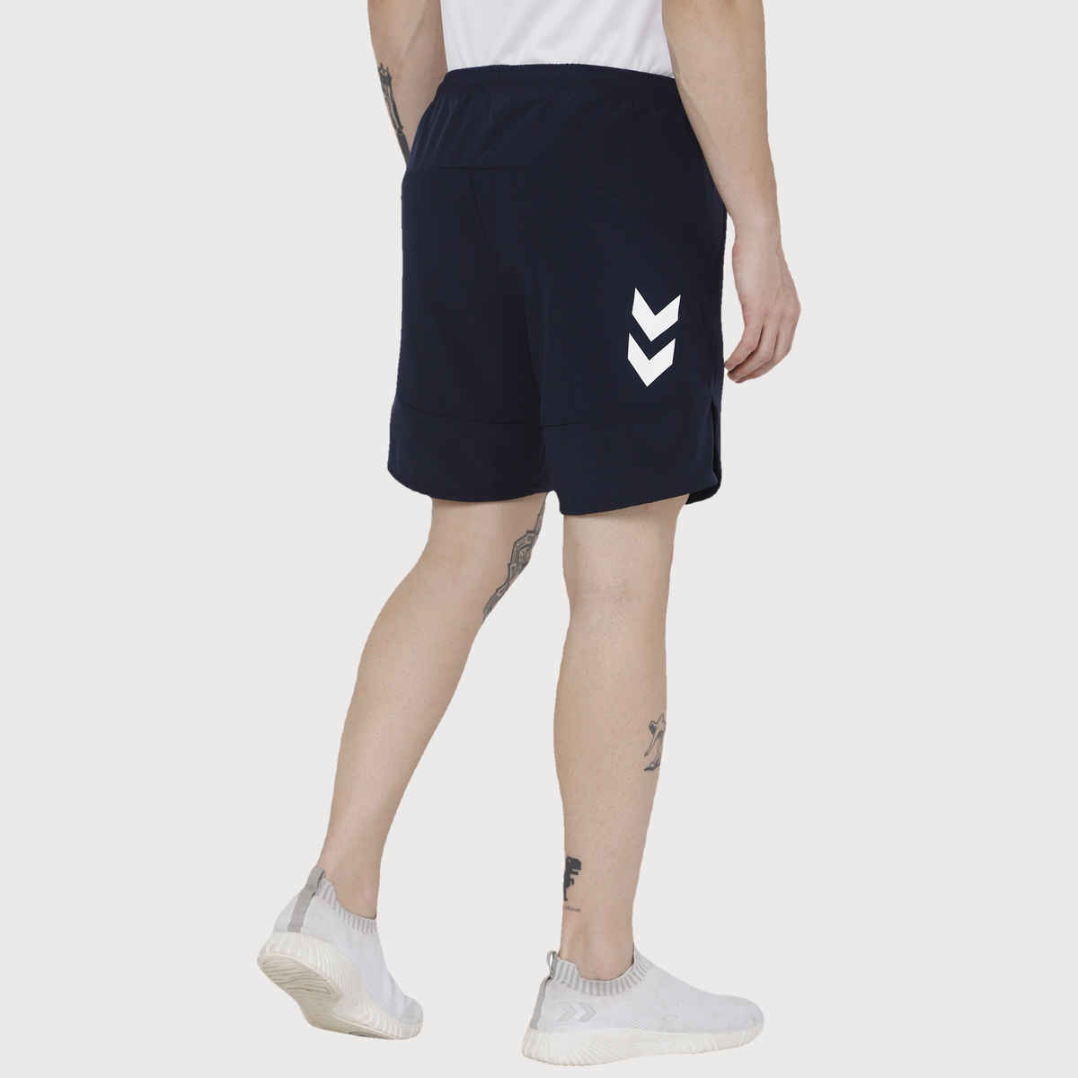 hummel Men's Kuro Solid Regular Fit Gym Shorts with Zipper Pockets | Real Navy - L