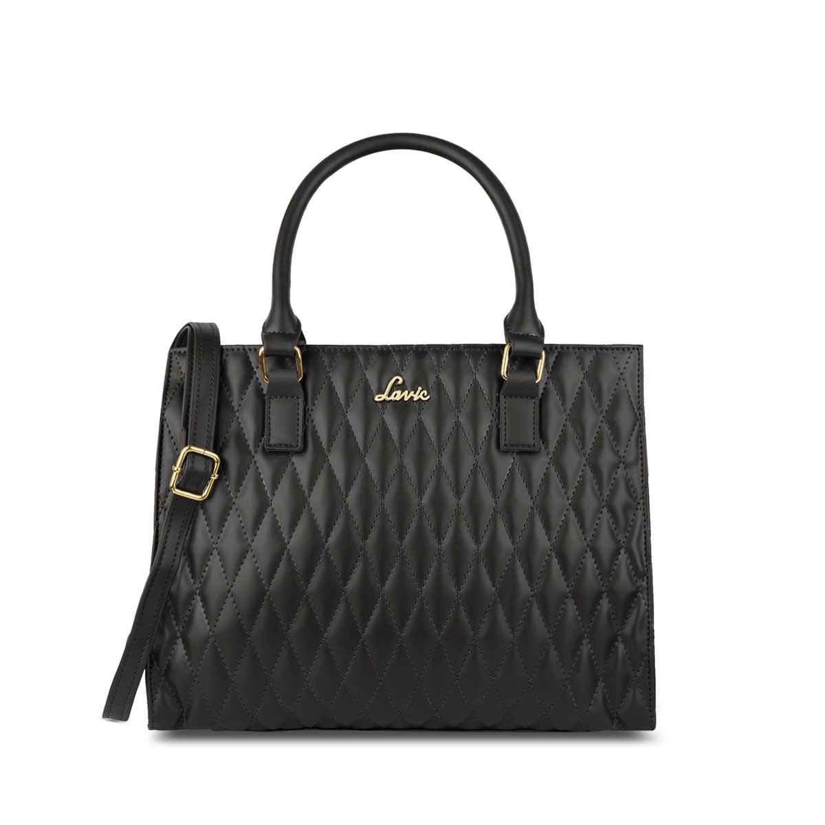 Lavie Womens Stitch Shelly Large Satchel Handbag Black