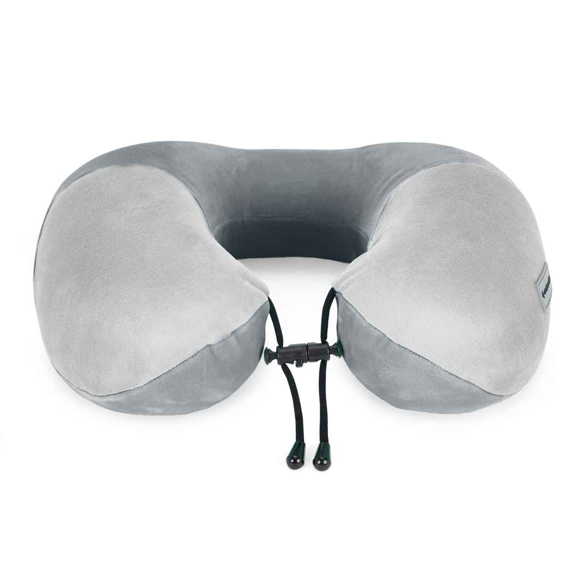 Nasher Miles 100% Pure Memory Foam Travel Neck Pillow- Stable Neck Support- Dark Grey And Grey