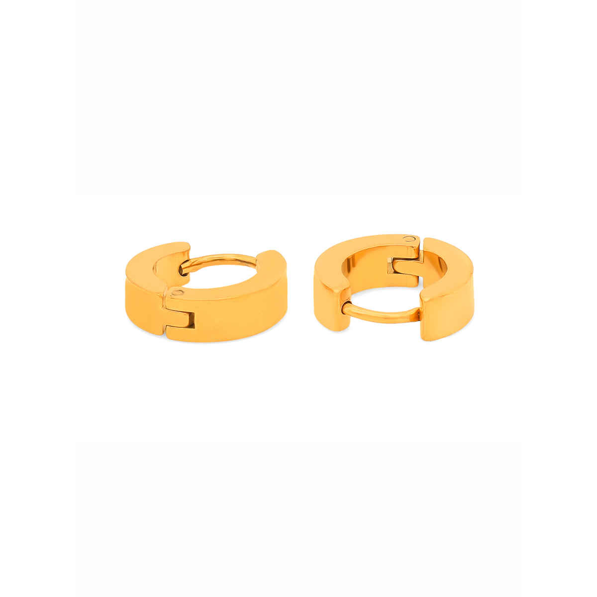 Yellow Chimes Gold Plated Smooth Finished Huggie Hoop Earrings for Men