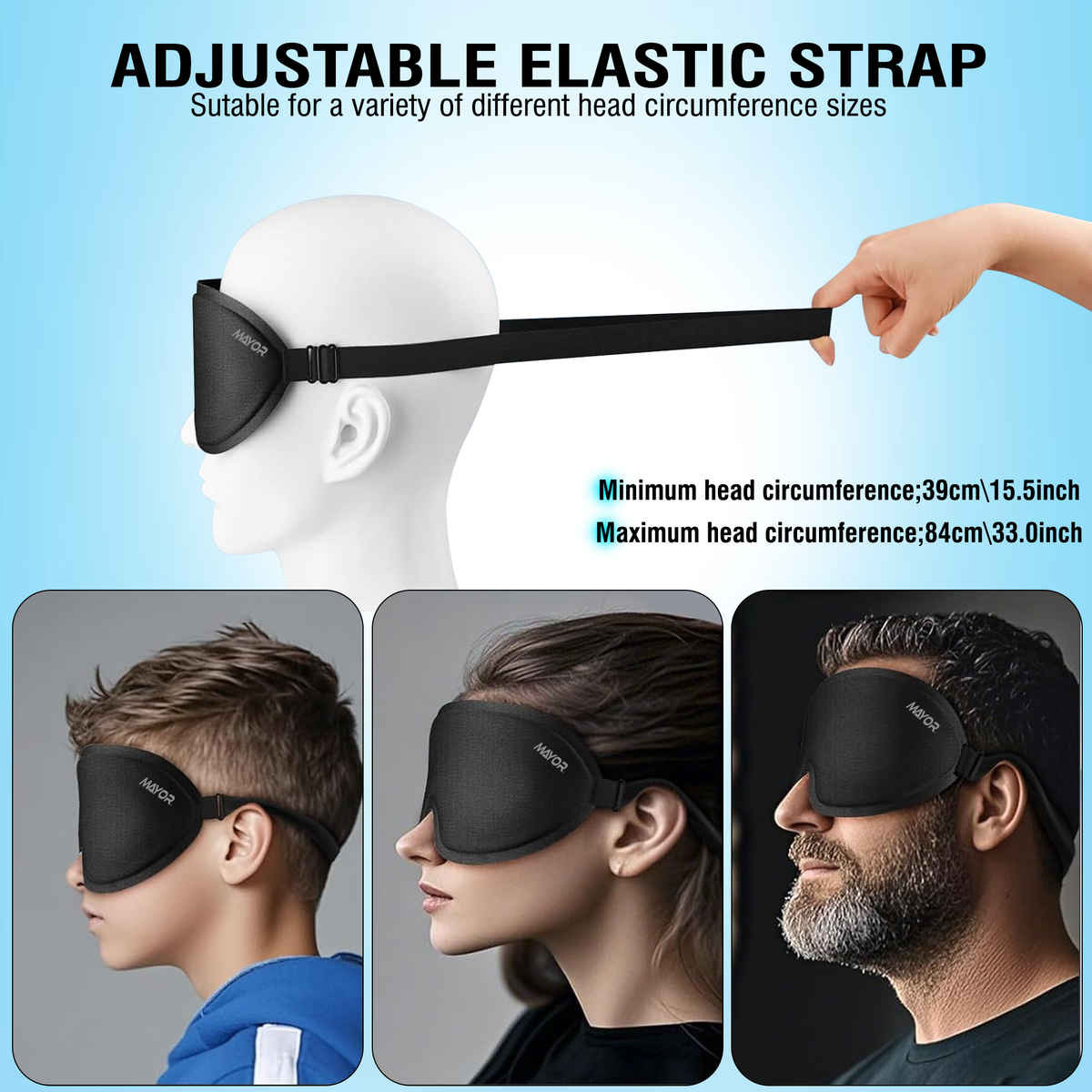 Mayor Premium Smooth Sleep Eye Mask Nap Mask with Comfortable Adjustable Strap