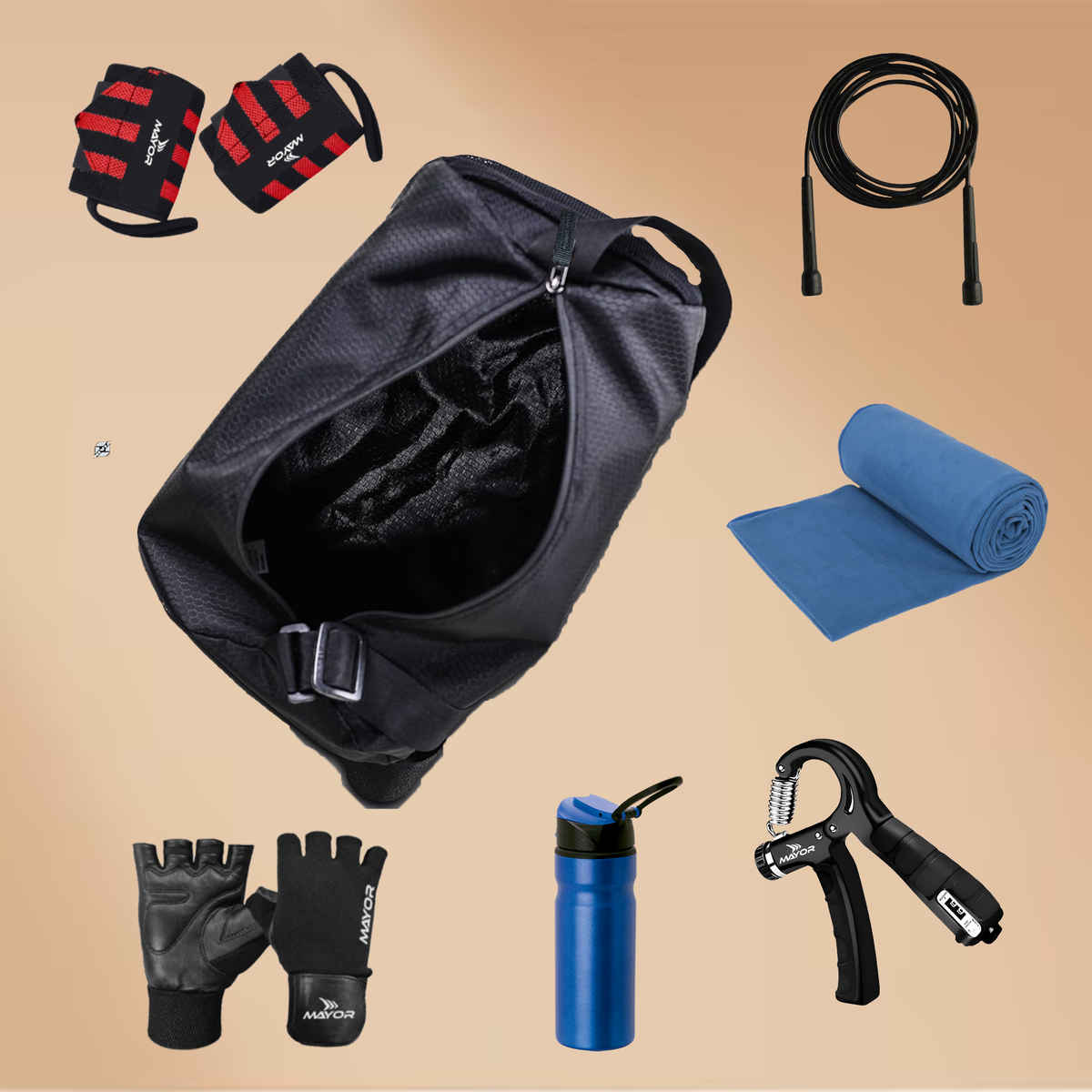 Mayor Prime Gym Bag with Side Pocket | Black | Kit Bag