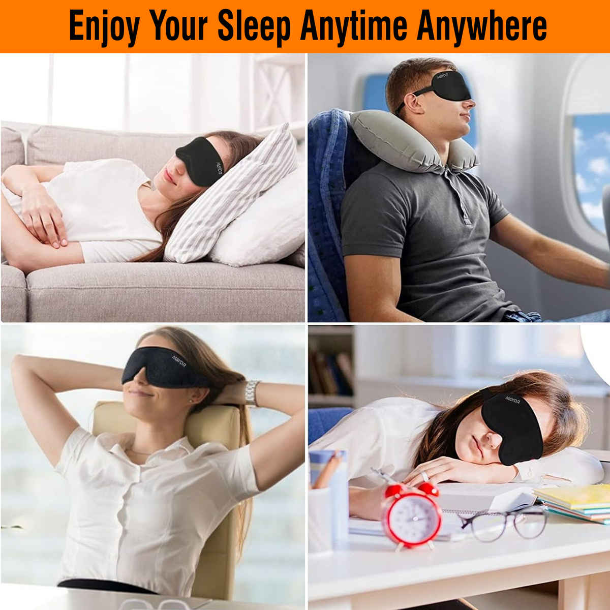 Mayor Premium Smooth Sleep Eye Mask Nap Mask with Comfortable Adjustable Strap