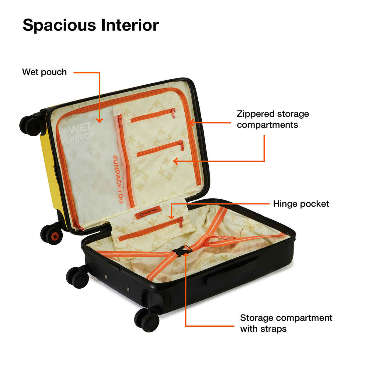 Nasher Miles Zanzibar Cabin Hard Side Polypropylene 20 Inch-55 cm Trolley Bag (Black Yellow)