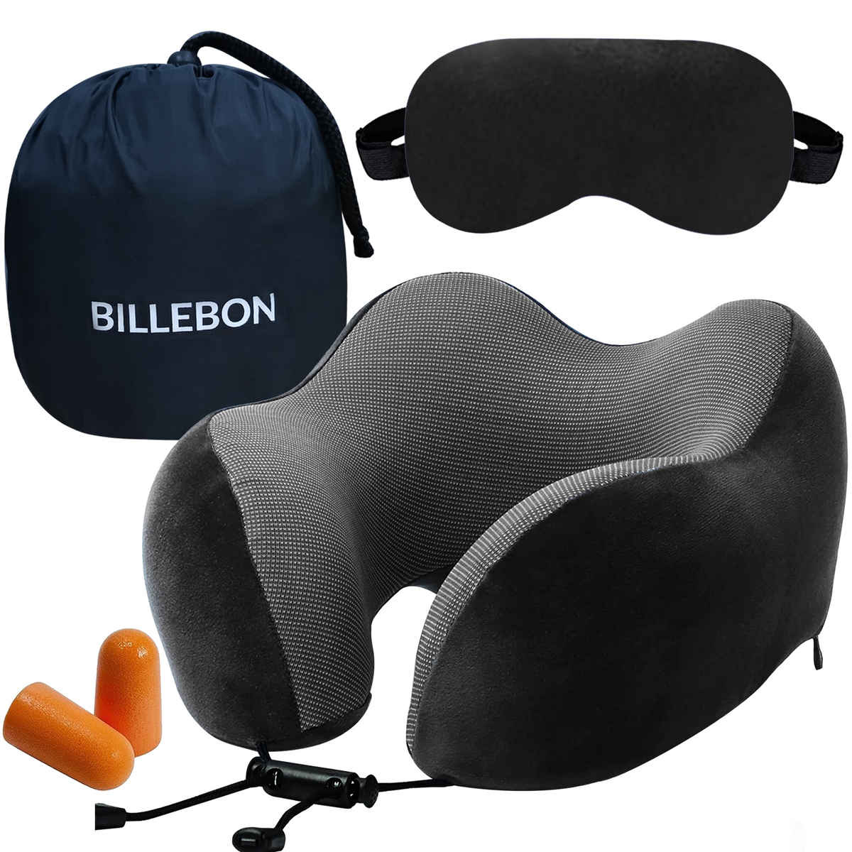 Billebon Unisex Velvet Neck Pillow | Black