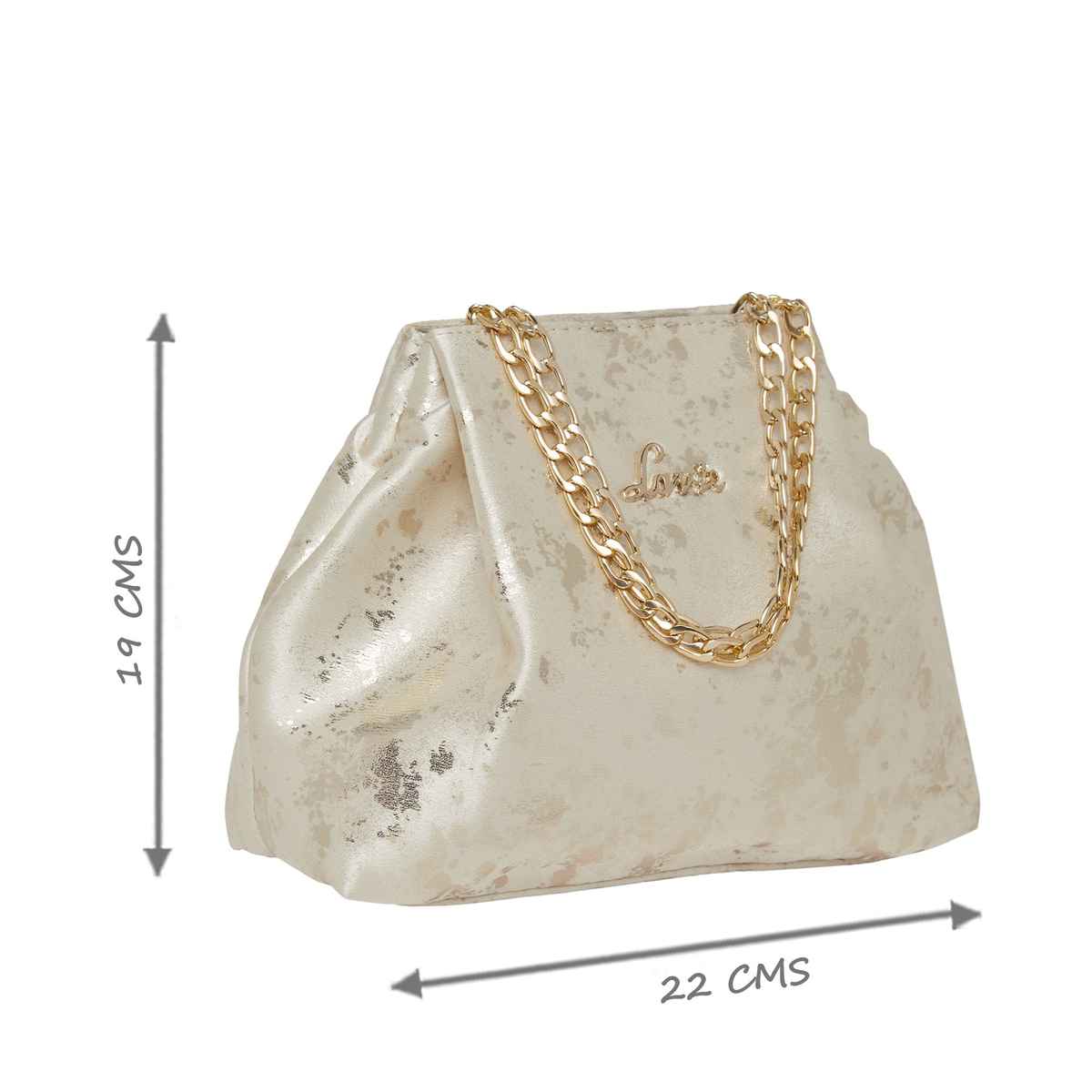 Lavie Women's Shaya Structured Potli Bags | Pouches for Festive Seasons & Wedding | Gold