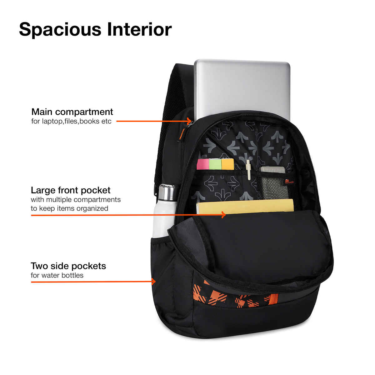 Nasher Miles Tetris Polyester Laptop Backpack with Rain cover | Black - 36 L