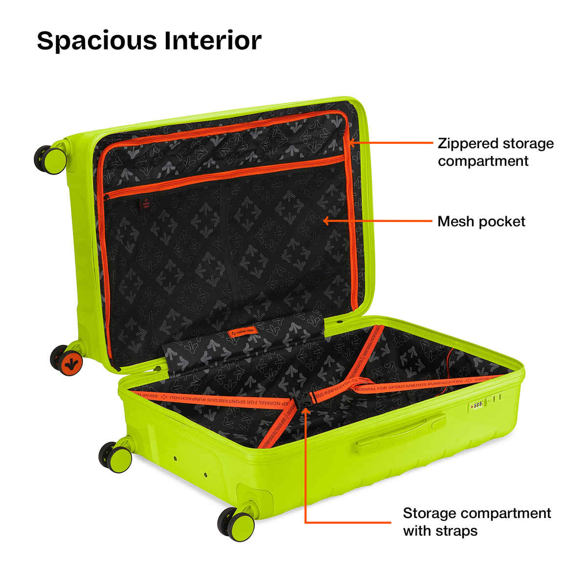 Nasher Miles Vienna Check-In Hard Sided Polypropylene 24 Inch|65 cm Trolley Bag - Neon Lime