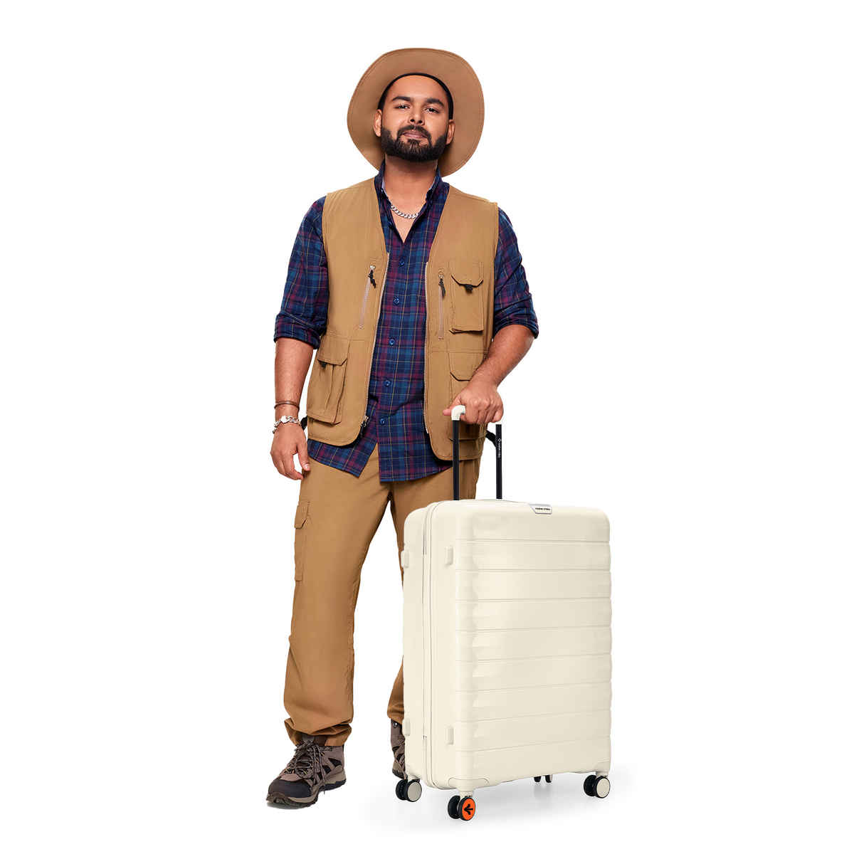 Nasher Miles Vienna Check-In Hardside Polypropylene 24 Inch-65 cm Trolley Bag- Cream