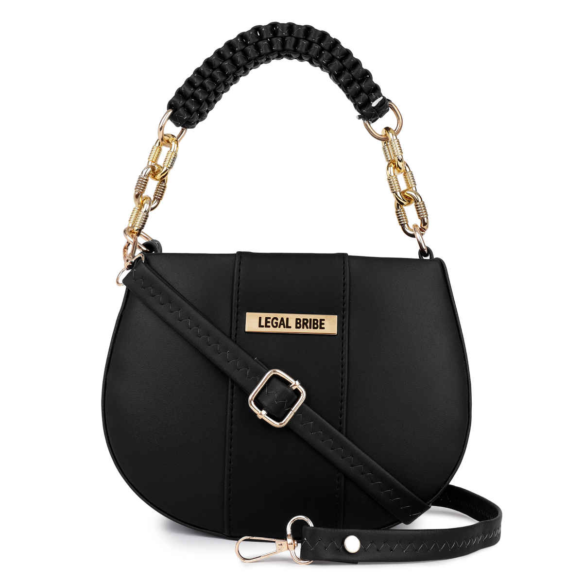 Legal Bribe Women's Knitted Handle Sling Bag | LB1968 | Black