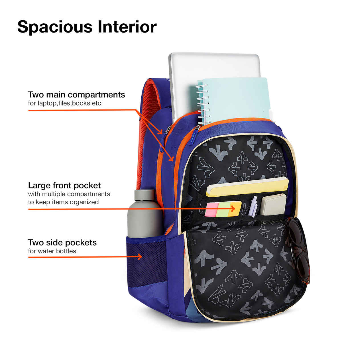 Nasher Miles Modern Polyester Laptop Backpack with Raincover & Front Organiser | Blue - 45 L