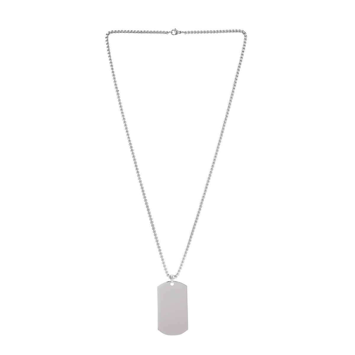 Yellow Chimes Stainless Steel Tag Pendant Necklace | Silver Plated
