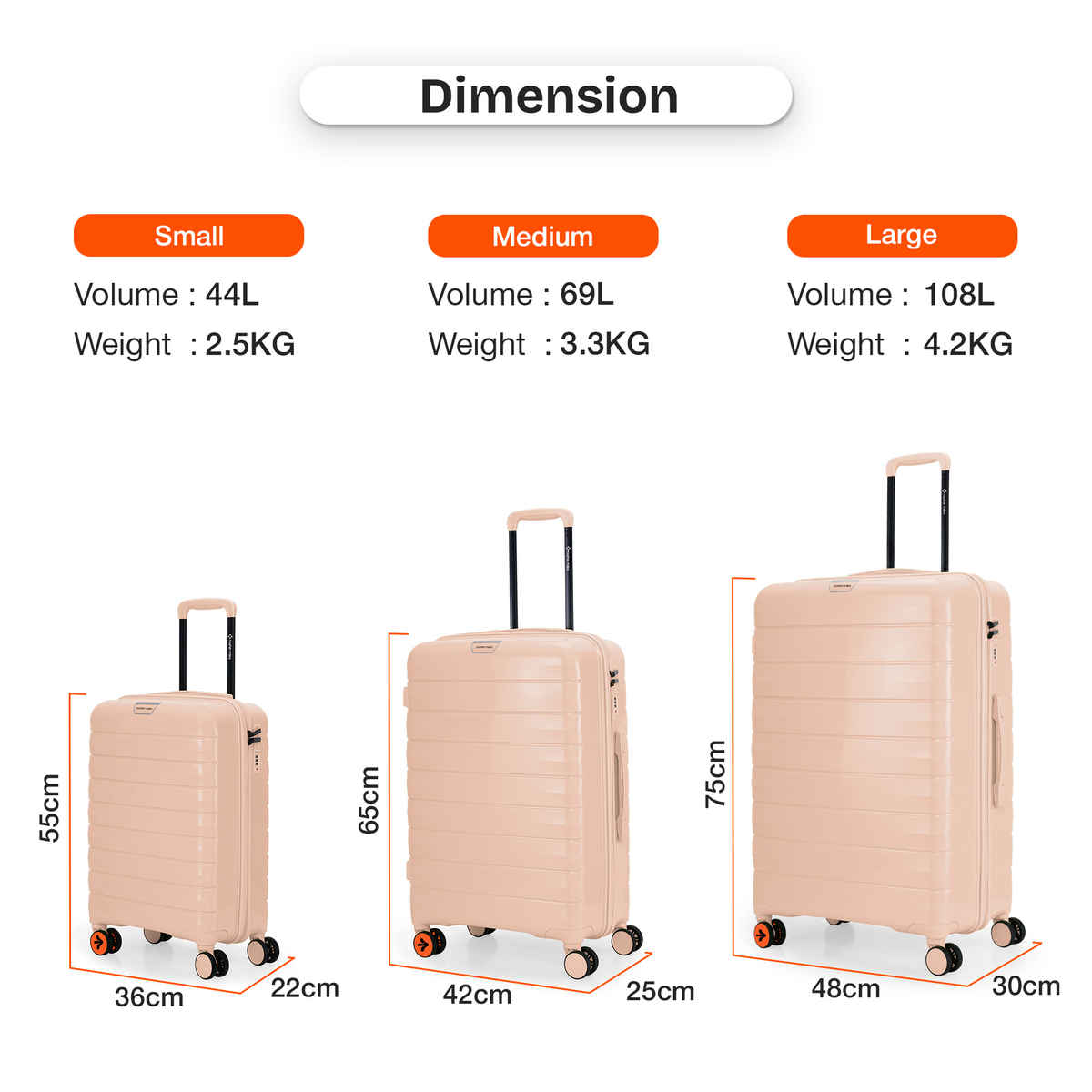 Nasher Miles Vienna Check-In Hard Sided Polypropylene 28 Inch|75 cm Trolley Bag - Peach