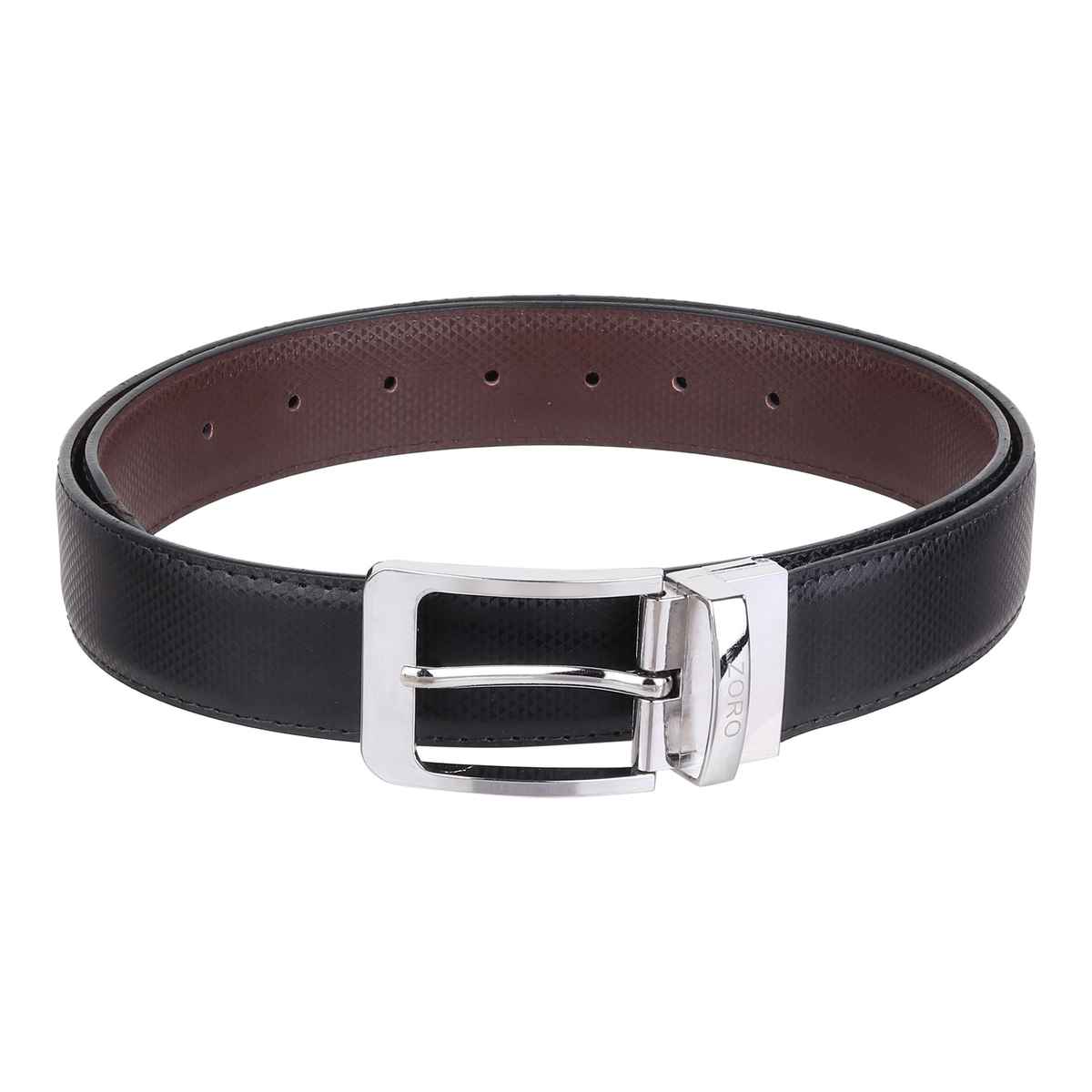 Zoro Men's Solid Vegan Leather Reversible Belt | Black and Brown - 40 Inches
