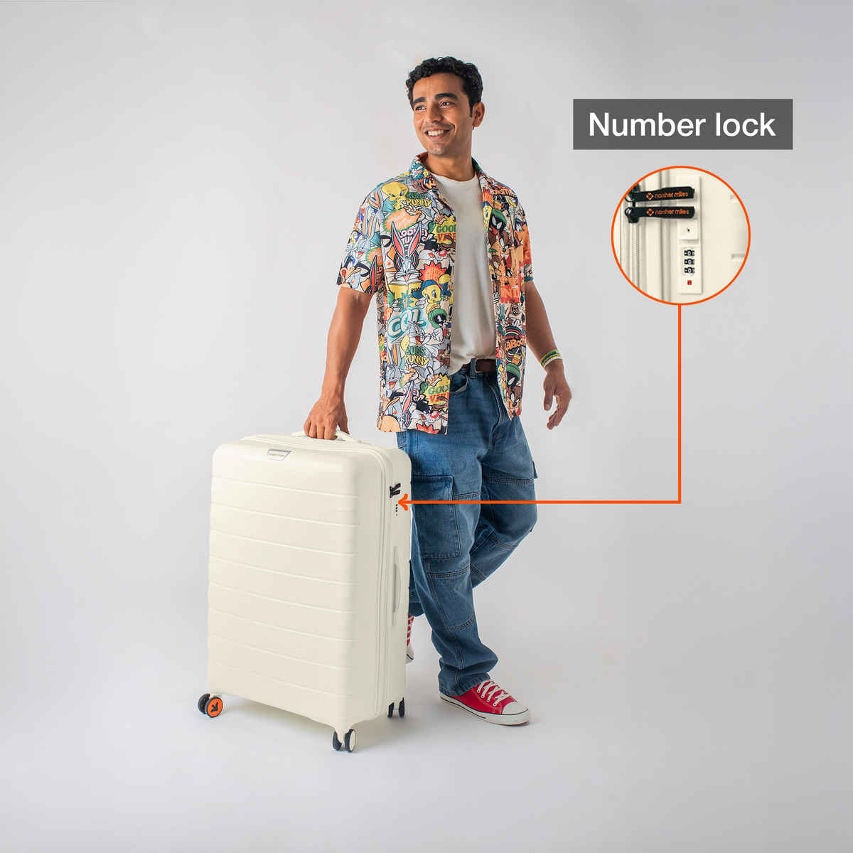 Nasher Miles Vienna Check-In Hardside Polypropylene 24 Inch-65 cm Trolley Bag- Cream