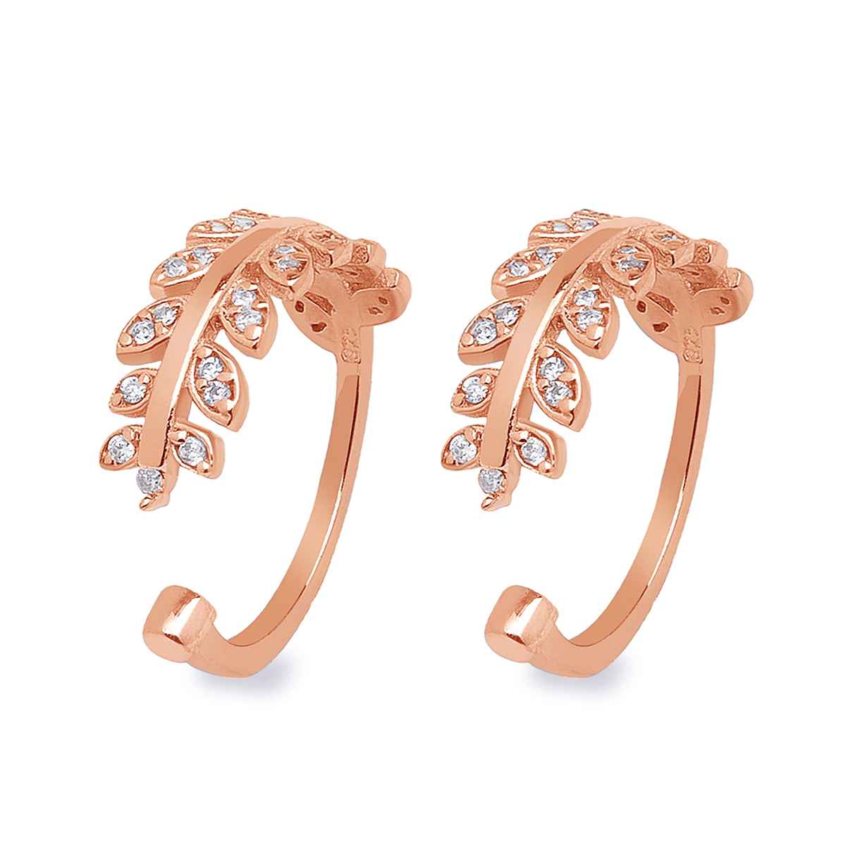 Zavya Leaf CZ Rose Gold Plated 925 Sterling Silver Toe Ring