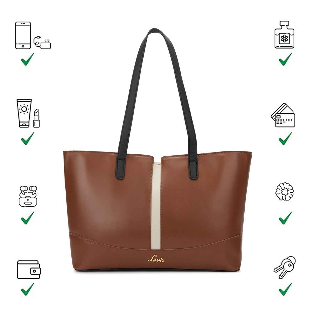 Lavie Women's Lyla Colourblock Tote Handbag | Ladies purse | Shoulder Bag | Tan