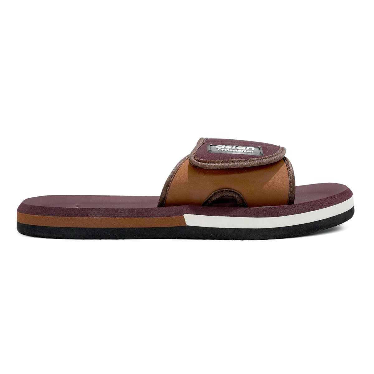 Asian Men's Fabrication Slides | AFG-706 | Brown and Tan - UK 10