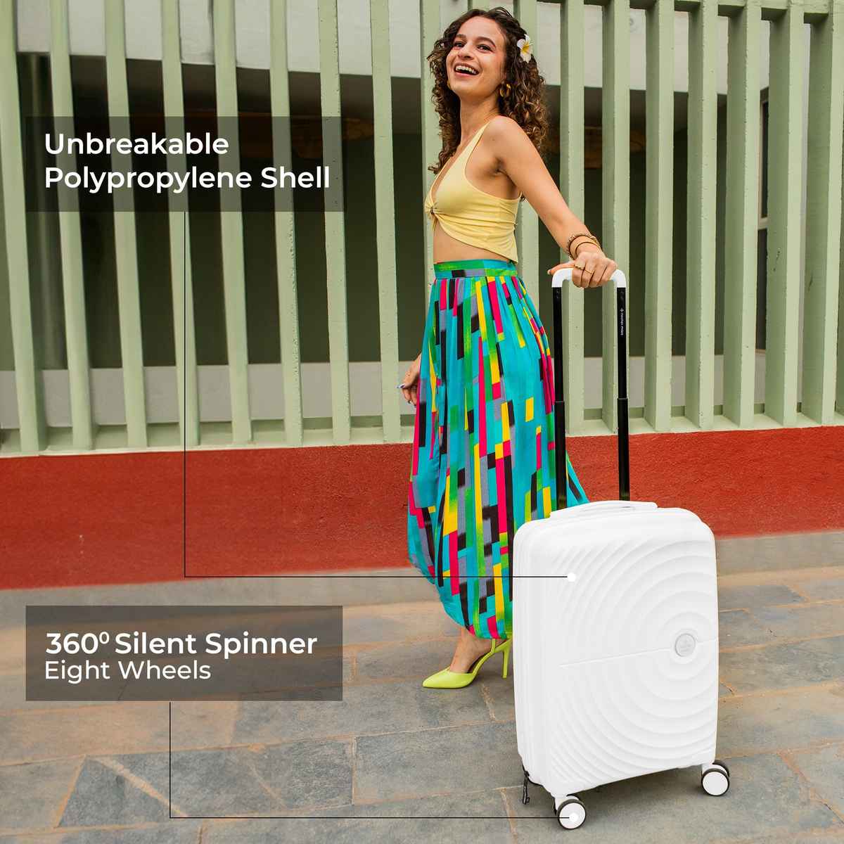 Nasher Miles Seattle Cabin Hard Side Polypropylene- 20 Inch - 55 cm Trolley Bag- White