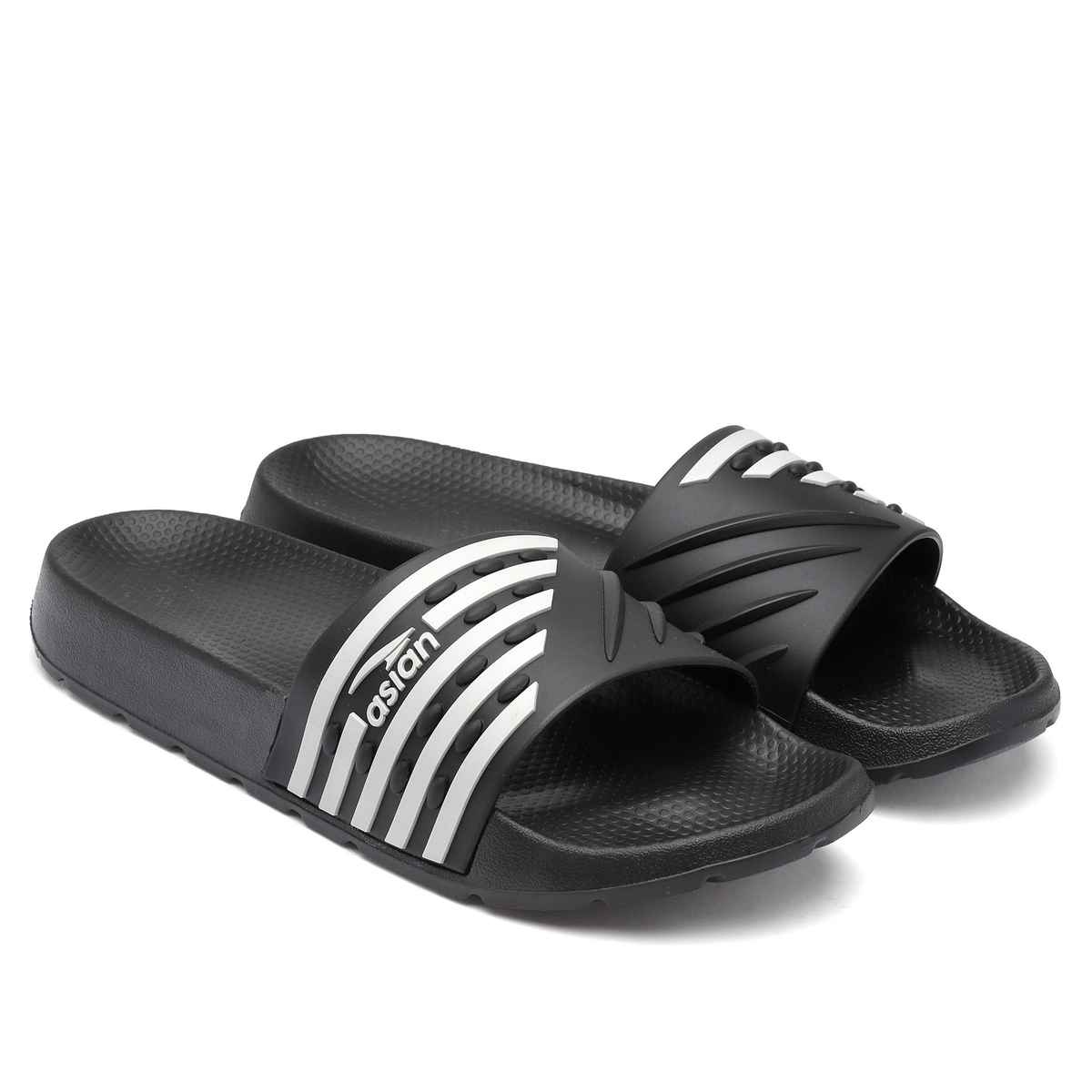Asian Men's Slides | Slider-32 | Black and Grey - UK 7