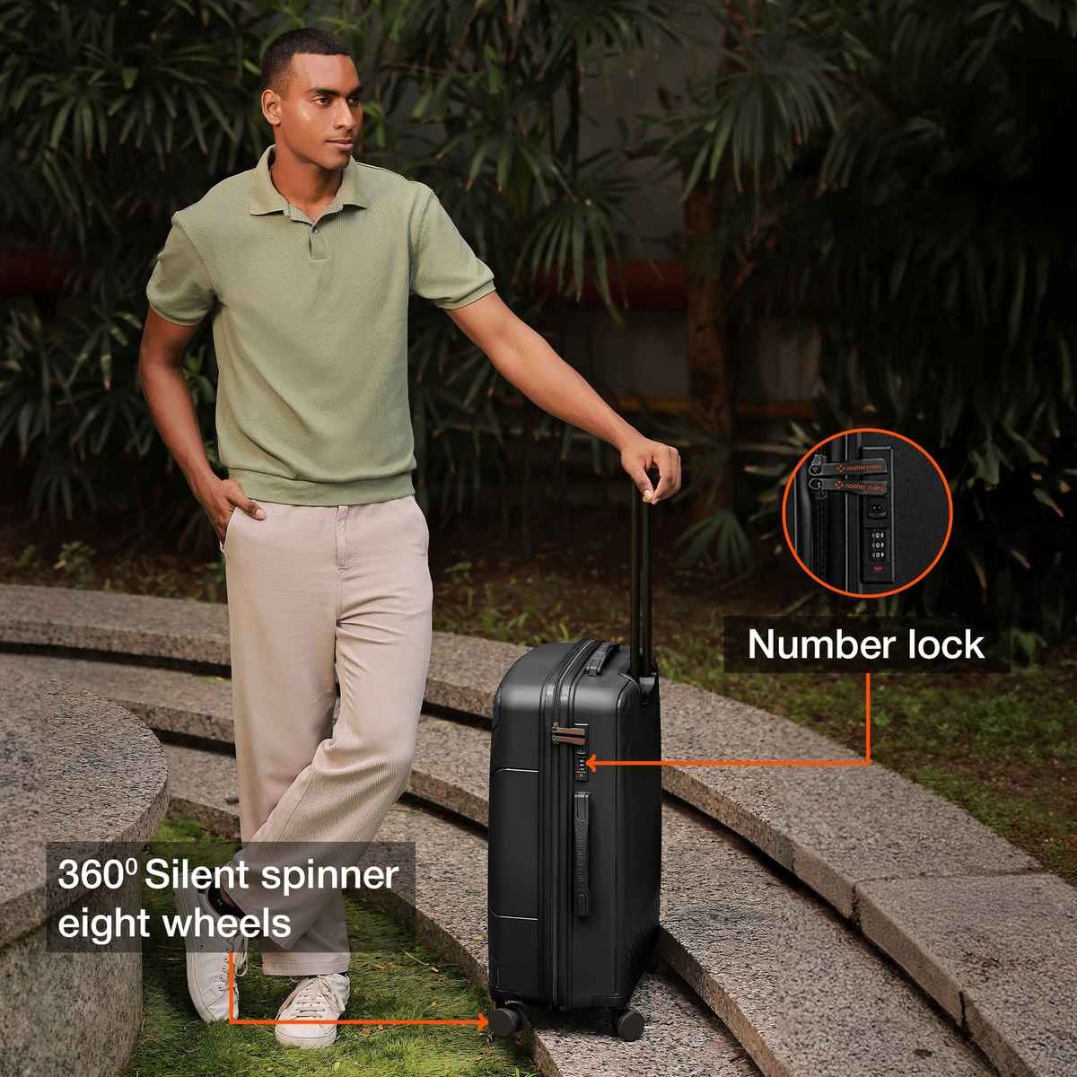 Nasher Miles Coorg Check-In Hard Side Polypropylene - 65 and 75 cm Trolley Bag- Black