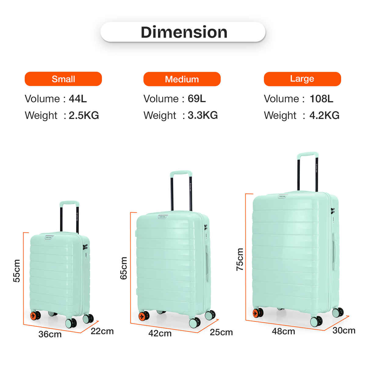 Nasher Miles Vienna Check-In Hard Sided Polypropylene- 28 Inch - 75 cm Trolley Bag- Cool Mint