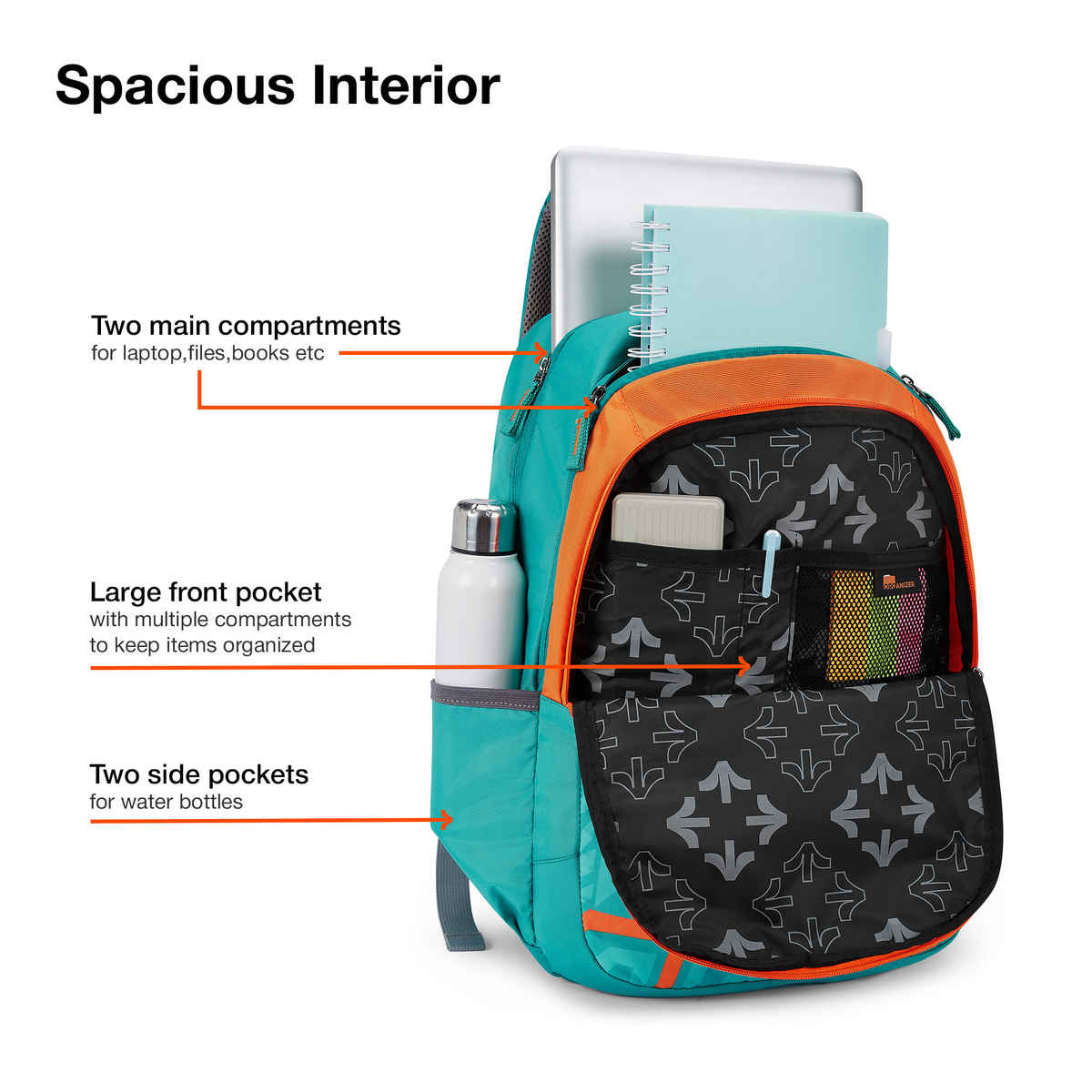 Nasher Miles Backpack for Unisex | Laptop Backpack | Casual Physics | Green - 31L