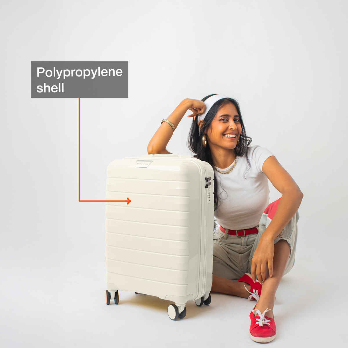 Nasher Miles Vienna Cabin Hardside Polypropylene 20 Inch-55 cm Trolley Bag- Cream