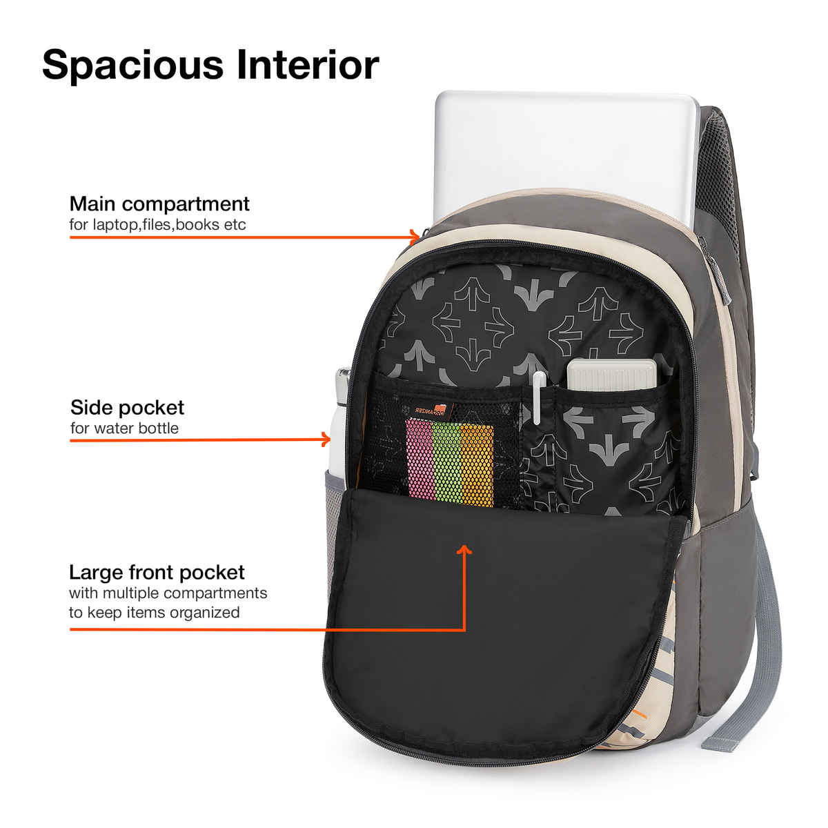 Nasher Miles Backpack for Unisex | Laptop Backpack | Casual Geography | Cream - 31L