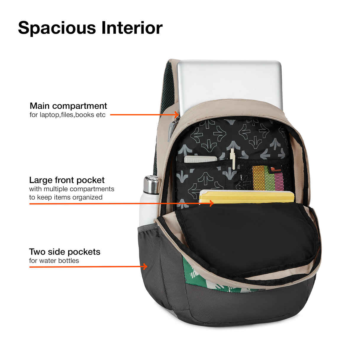 Nasher Miles Tetris Polyester Laptop Backpack with Rain cover | Cream - 36 L