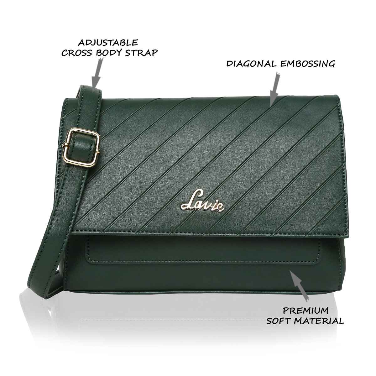 Lavie Women's Becca Polyester Sling Bag | Small | Dark Green